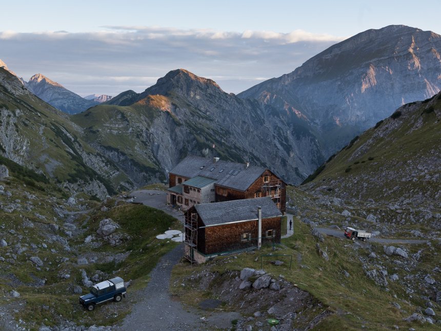 Hut in de Karwendel in Oostenrijk