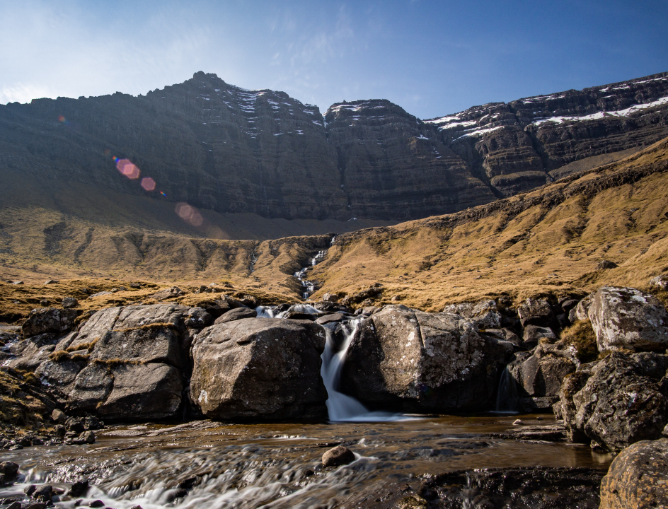 Faroe islands waterfall