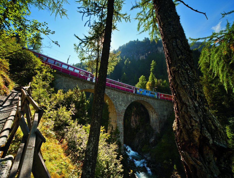 Bernina Express over viaduct