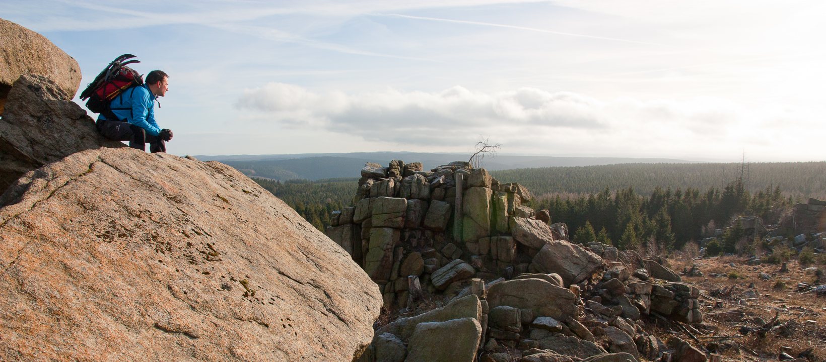 Harz wandelen rotsblokken