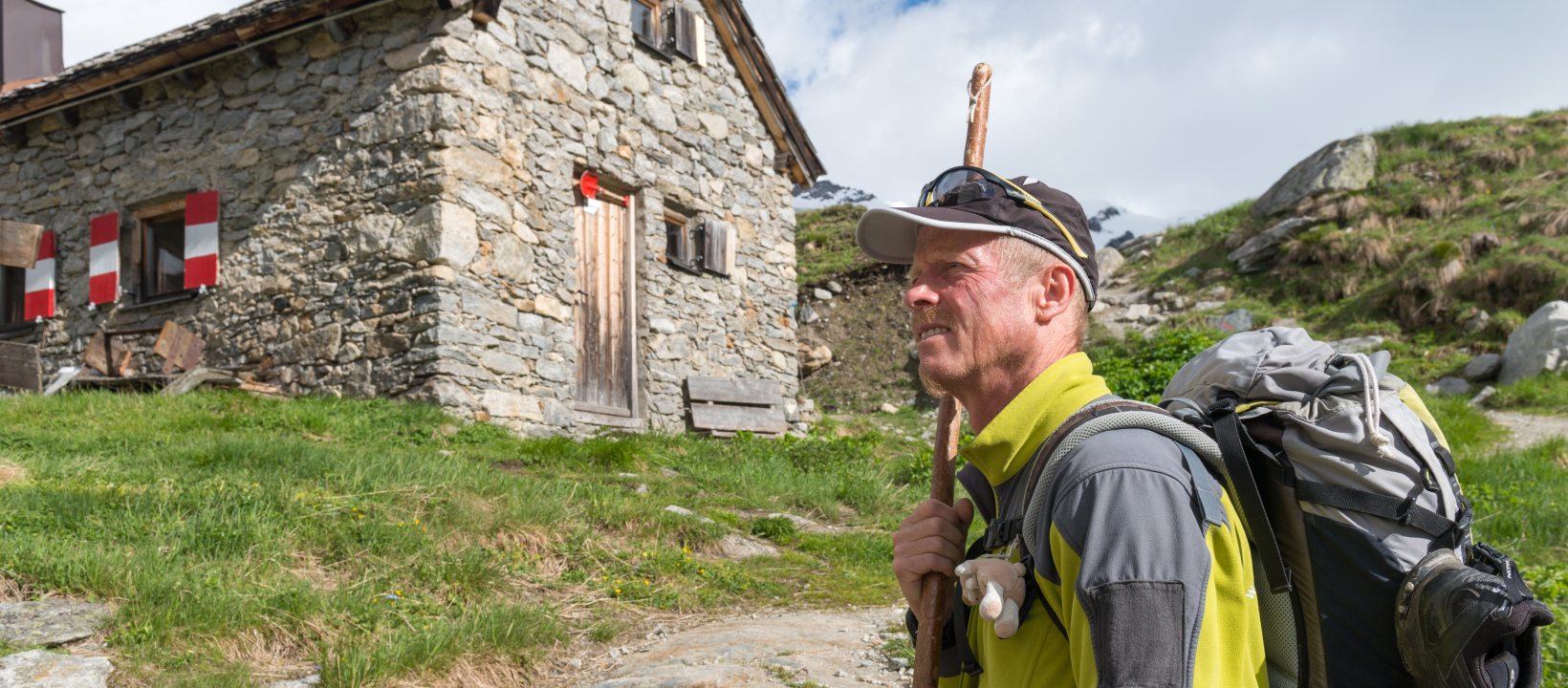 Berggids Sigi Hatzer bij de Essener und Rostocker Hütte