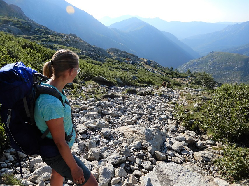Wandelen, Corsica, vrouw, bergwandelen, uitzicht