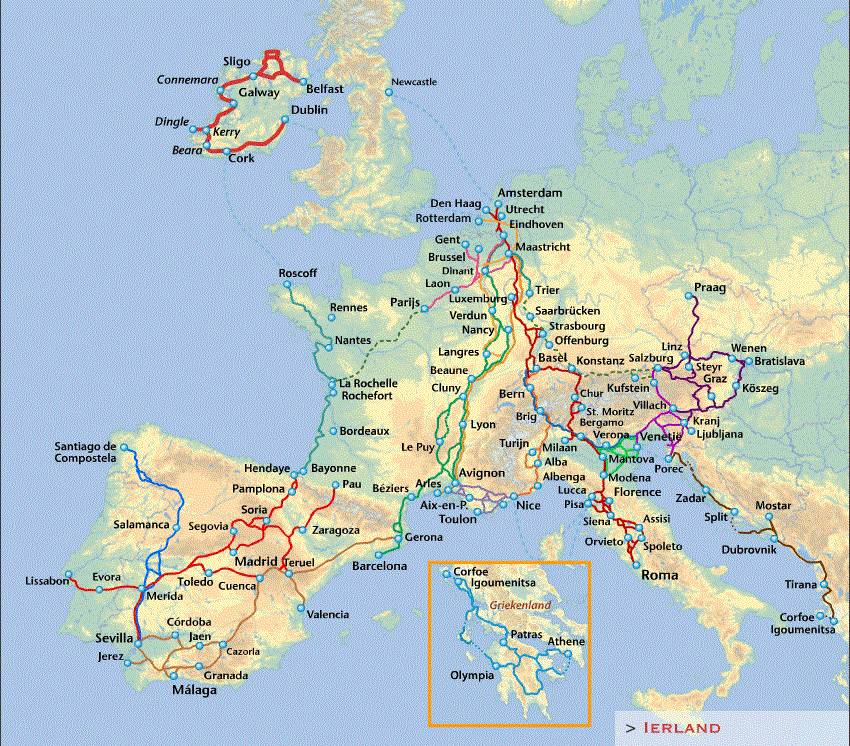 Benjaminse fietsroutes kaart
